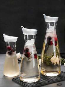 1pc PET Plastic Bottle, Beverage Cup, Pitcher, Cold Drink Jar, Juice Pot, Tea Flower Pot - Clear - View 1