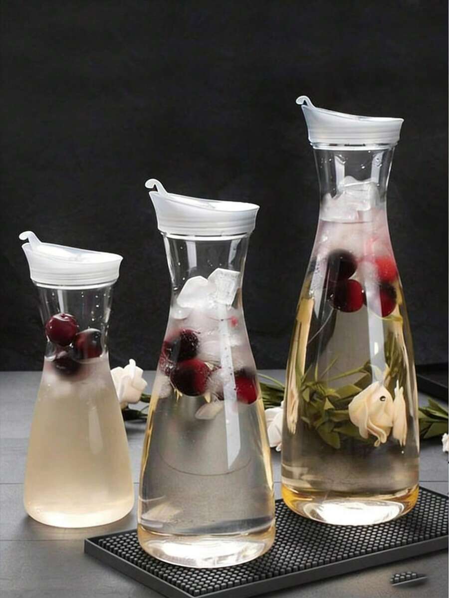 1pc PET Plastic Bottle, Beverage Cup, Pitcher, Cold Drink Jar, Juice Pot, Tea Flower Pot - Clear - View 1