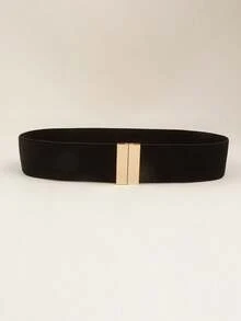 1条弹力腰带，性感复古优雅派对配饰，宽金属扣腰带，时尚百搭外套、衬衫、连衣裙，适合日常、工作、派对、约会、假日等场合。 - 黑色 - 查看 11