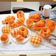 1个慢回弹可挤压减压玩具，逼真面包/甜甜圈/吐司片创意玩具 - 米色 - 查看 10