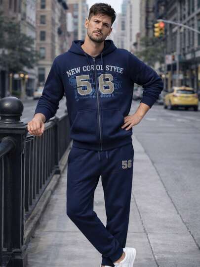 Conjunto Deportivo para Hombre de Felpa Pants y Sudadera con Diseño Combinado, Cómodo, Ligero, Elástico y de Excelente Calidad