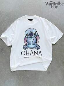 Disney Printed T-Shirt,Men's Disney Stitch Print T-Shirt , Unisex,High-Quality Pure Cotton T-Shirt,Suitable For All Seasons, Comfortable And Breathable| Exquisite Design | The Best Choice For Giving Gifts - 白色 - 查看 2