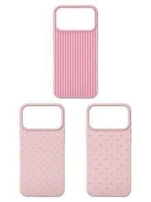 3pcs Set Soft Faux Leather Texture Bowknot/Stripe/Polka Dot Phone Case, Cute Girly Aesthetic Design, Shock-Resistant Protective Cover Compatible With IPhone & Galaxy - Multicolor - View 42