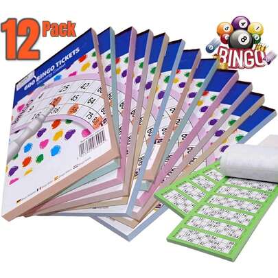 12 X Jumbo Bingo Flyers Tickets Pad Of 600 6 To View, All Colours 1-90 Sheets
