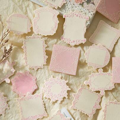 30 pezzi/Scatola Blocchetti memo incorniciati vintage in rilievo, forniture per scrapbooking fai-da-te, carta decorativa floreale minimalista, forniture per la cartoleria