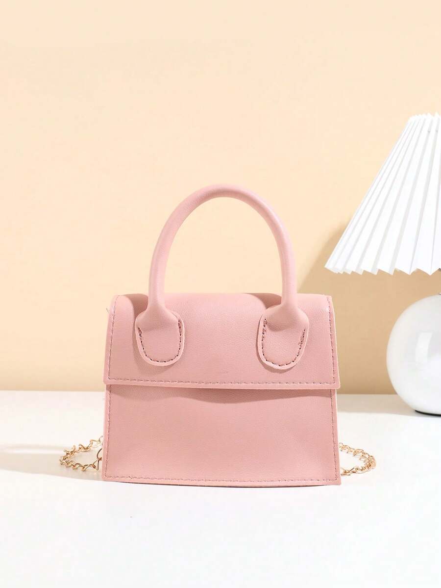 Girls Matte Fashion Versatile Minimalist Chain Handbag - Pink - View 1