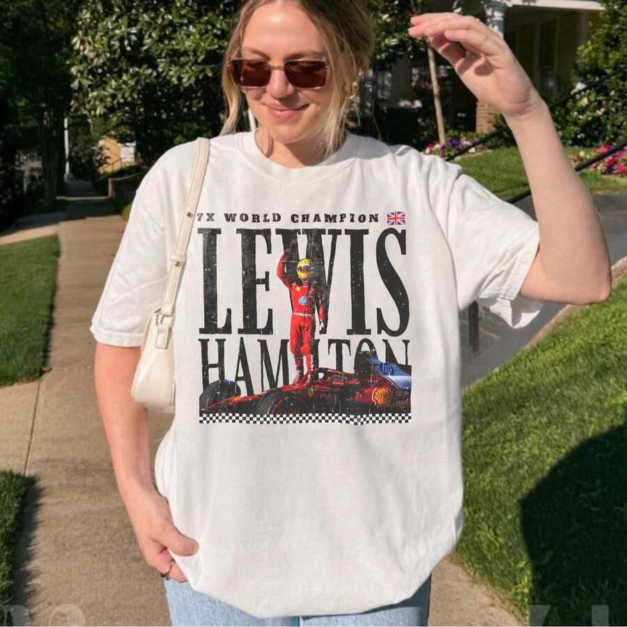 LewisHamilton FerrariShirt Retro F1 Racing Tee Vintage Motorsport Graphic Top Formula1 Fan Gift - trắng - Xem 1