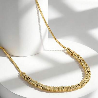 Charm-In Mẫu mới năm 2026: Dây chuyền dài mạ vàng dành cho nữ, thiết kế xoắn ốc xếp chồng, dài 60cm, thích hợp làm quà sinh nhật cho bạn gái.