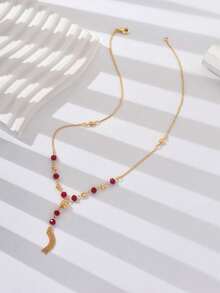 1 chiếc vòng cổ mặt dây chuyền tua rua thời trang cá nhân hóa, kiểu dáng choker đa năng dành cho nữ. - Vàng - Xem 7