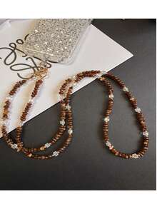 1pc Crystal Beaded Crossbody Phone Chain, High-End Women's Accessory - Multicolor - View 3