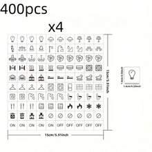 800pcs Self-Adhesive Switch Labels | High Quality Paper, Semi-Glossy, Embroidered, Geometric Pattern, Suitable For Lights, Fans, Heaters, Bedroom, Bathroom, Kitchen, Garage, Laundry Room, Disposable - Multicolor - View 14