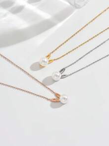 1件时尚创意珍珠兔子项链，优雅百搭的高端颈链，适合女士宴会、派对、节日和日常佩戴 - 項鍊 - 查看 3