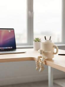 可爱的咖啡杯和咖啡豆造型摆件，带可活动腿 – 塑料材质桌面摆件，现代设计，非常适合咖啡角装饰，送给咖啡爱好者的趣味礼物，家居和办公室装饰，可爱的书架装饰，以及可收藏的活动摆件。 - 彩色 - 查看 5