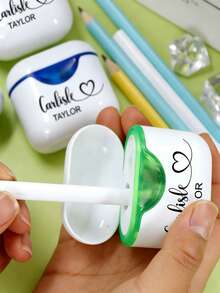 Customizable Name Pencil Sharpener, Personalized White Dual-Head Manual Pencil Sharpener, Customizable Birthday Gift Christmas Gift, Suitable For Son And Daughter - Multicolor - View 5