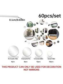 30 miếng dán tường hình tròn bằng acrylic màu bạc, gương trang trí có thể tháo rời cho phòng khách, phòng ngủ, văn phòng và cửa sổ. - Nhiều màu - Xem 12