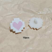 10pcs Mosaic Creative Pattern Plastic Decorative Buttons, Pixel Printed Heart Cake Cartoon Cute Sewing Buttons DIY Jewelry Accessories - Mosaic With Foot Buckle - View 10