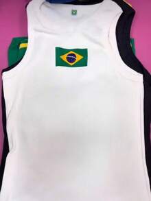Women's Casual Ribbed Tank Top – Brazil Summer World Cup 2026 - White With the Flag - View 7