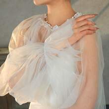 1pc European And American Style Elegant Wedding Gown Shawl, Flare Sleeve Bridal Robe - Multicolor - View 6