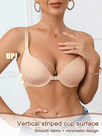 Áo ngực cài ren phía trước, thiết kế dây chéo phía sau, áo ngực có gọng nâng đỡ và tạo dáng gợi cảm dành cho phụ nữ.