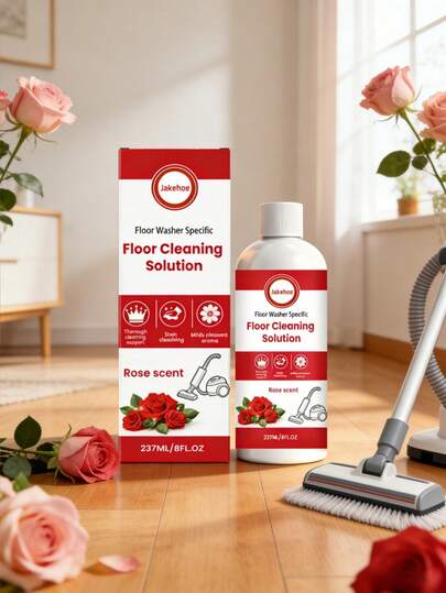 Liquide de nettoyage pour sol, convient aux carrelages, parquets, élimine les taches et les odeurs, laisse une finition propre et brillante avec une fraîche odeur de rose