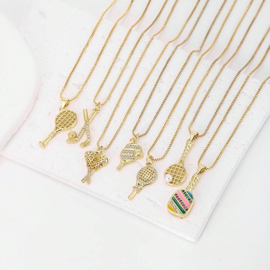 1 chiếc mặt dây chuyền hình quả bóng đá bằng đồng mạ vàng 18k đính đá Zirconia nhiều màu sắc, quà tặng trang sức cao cấp dành cho nữ, thiết kế tối giản. - Vàng - Xem 1