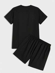 Men's 2pcs ECKO Outfit Sets- Summer Casual T- Shirt And Short Set With Crown& Rhino Print T-Shirt And Shorts, Hip Hop Streetwear Tracksuit For Casual, Workout, Lounge, Summer Parties - màu đen - Xem 2