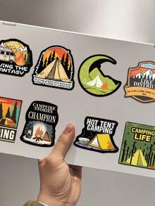 50pcs Camping Sticker Pack For Decorating Diary, Scrapbook, Planner, Luggage, Phone Case, Tablet, Skateboard, Guitar - View 4