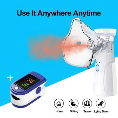 جهاز رذاذ طبي، جهاز رذاذ محمول رقمي ذكي للبالغين والأطفال، جهاز رذاذ محمول للتنفس مع فوهة وقناع، جهاز رذاذ محمول للسفر والمنزل