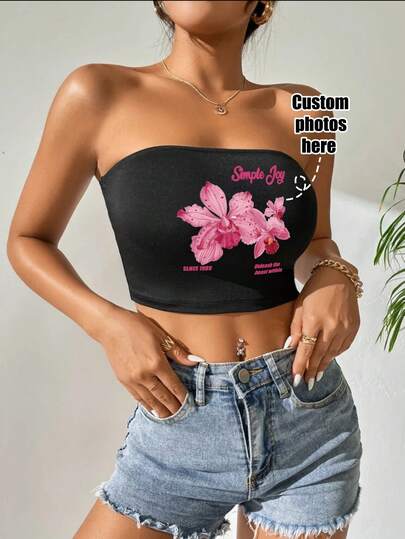 Quà tặng thể thao cá nhân hóa theo yêu cầu, Áo thun ngắn tay nữ tùy chỉnh, thêm hình ảnh (ảnh tự chụp/họa tiết/ảnh gia đình/bạn bè/logo, v.v.) và thiết kế áo thun in hình cá nhân hóa làm quà tặng cho bạn gái, áo đôi hẹn hò, v.v.