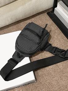 TIANDINGYU 时尚胸包，男女通用，简约小包，酷炫格纹手机袋，休闲街头风迷你腰包，运动骑行手机零钱包，节日礼物 - 彩色 - 查看 12