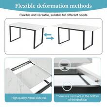 Dining Set (140/180*80*75cm Dining Table With 4 Chairs), Modern Kitchen Table Set, Dining Chair In Grey Velvet, White MDF Tabletop, Black Table Legs - White - View 4