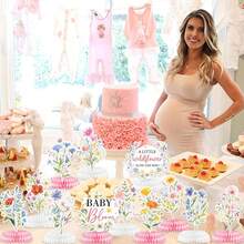 一套12件野花主题婴儿派对桌面装饰品，春季野花主题中心装饰，适用于婚礼、婴儿洗礼等场合 - 彩色 - 查看 5