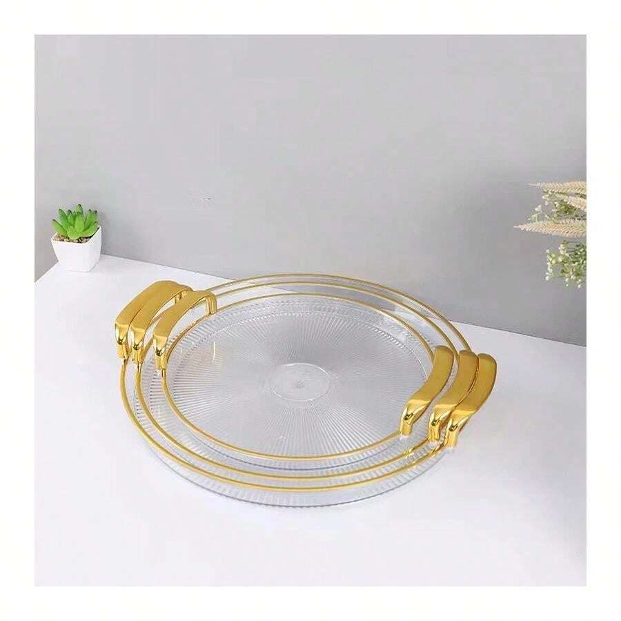 Round Serving Tray With Handles Set Of 3 Kitchen Fruit & Snk Serving Tray - Multicolor - View 1