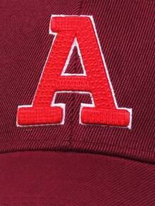 1pc Men's Red 3D Letter A Embroidered Baseball Mesh Cap, Adjustable Outdoor Sun Protection Casual Hat Suitable For Spring/Summer Travel, Beach, Party - Burgundy - View 5
