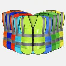 High-Quality Product[Multi-Pocket Reflective]Reflective Vest, Safety Running And Cycling, Multi-Pocket Reflective - 深綠色 - 查看 2