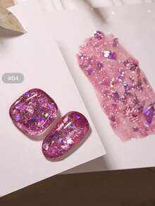 2026新款，12毫升容量，情人节礼物，春夏必备，梦幻全息碎冰，美人鱼仙子云锦闪粉，闪亮粉色，超细闪片，糖果冰透明指甲油。季节流行星光磁性持久亮泽指甲油，可搭配底油和亮油使用。 - 彩色 - 查看 21