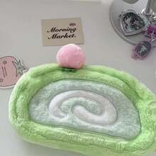 1 Hộp bút nhung mềm mại dễ thương hình bánh cuộn Thụy Sĩ - Túi đựng mỹ phẩm hình bánh kem trà xanh dâu tây Kawaii, Túi đựng văn phòng phẩm mềm mại thẩm mỹ dành cho bé gái - bánh cuộn Thụy Sĩ - Xem 4
