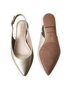 Women's Open Toe Flat Sandal Donatella Buckle Casual Plain - 金色 - 查看 4