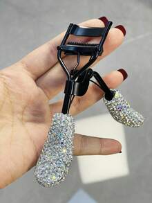 1pc Sparkling Rhinestone Eyelash Curler, Eyelash Grooming Tool, Wide Angle Curl Long-Lasting Compact Portable Eyelash Curler Comb, Fashionable Gift - Multicolor - View 9