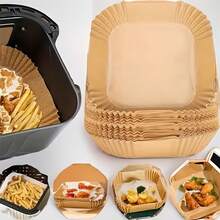 50/100/300片装方形空气炸锅衬垫，不粘防油烘焙纸，易于清洁，厨房配件 - 彩色 - 查看 2