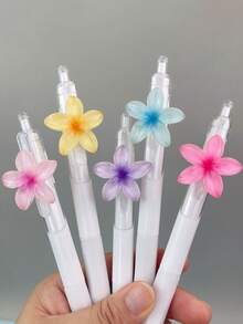 5支/套 0.5mm黑色墨水笔，雏菊图案，书写流畅，创意文具套装，适合日常办公或送礼，时尚笔套装，采用耐用轻便塑料制成，多支装，是办公人士和送礼者的理想之选。 - 花朵 - 查看 6