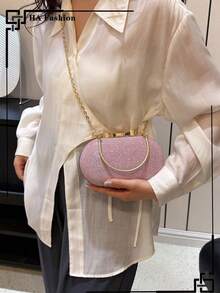 Borsa clutch in acrilico con decorazione di mini cristalli - Rosa - Visualizzare 2