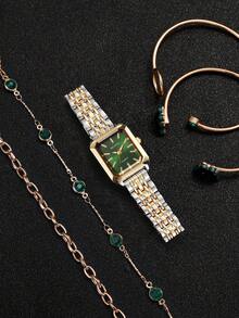 5pcs/Set Women's Gift Watch With Square Minimalist Dial, Fashionable Casual Quartz Wristwatch + Butterfly Bracelet (Watch Box Not Included) - Multicolor - View 4