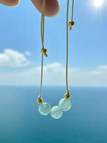 1 chiếc vòng tay đá Aquamarine, vòng tay nữ, quà tặng sinh nhật lần thứ 21, trang sức đá Aquamarine, quà tặng đá sinh tháng 3, trang sức cung Song Ngư. - Màu xanh nhạt - Xem 3