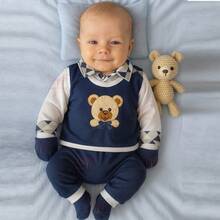 4 Piece Pagan Baby Clothing Kit For Boys Or Girls, Embroidered, Newborn And Premature Sizes - 藏蓝色 - 查看 1