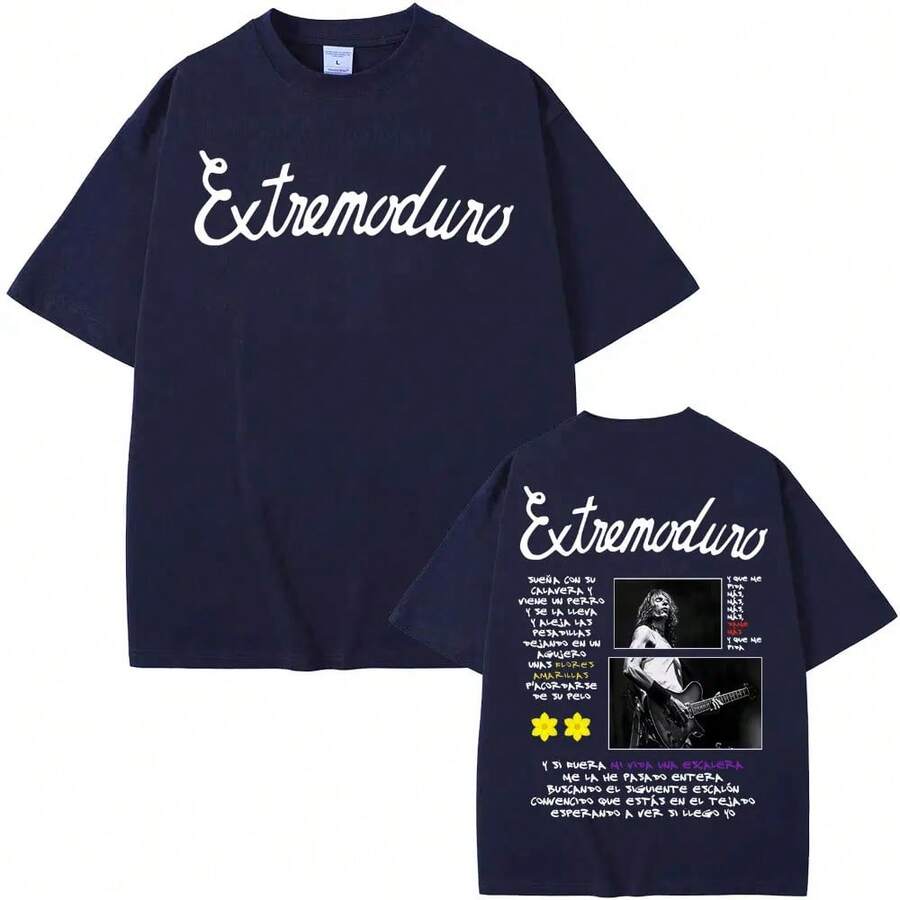 Merch Extremoduro Tour 2026 T-shirt mode homme femme manches courtes style rétro hip hop punk coton - Gris pâle - Voir 1