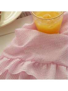 1pc/2pcs/6pcs Striped Pink & Blue Textured Lace Napkins, Girly Decor For Dining Table, Fresh Placemats, Napkin Holders, Coasters, Background Cloth - Multicolor - View 2