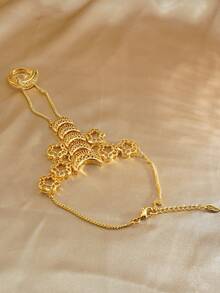 1 Bohemian Style One-Piece Ring Bracelet, Retro Gold Shimmering, Fashionable And Personalized, With A Noble And Luxurious Temperament, Suitable For Attending Various Parties And Dinners - Yellow Gold - View 4