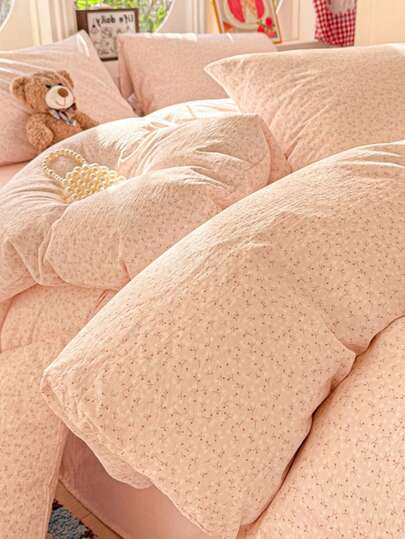 3pcs Sakura Pink Cherry Blossom Floral Duvet Cover Set, Includes 1*Duvet Cover + 2*Pillowcases, Comfortable Bedding Set, Simple Printed Pattern, Soft Skin-Friendly Fabric, 100% Polyester, Home Decor, Duvet Cover & Pillowcases Without Filler, Suitable For All Seasons