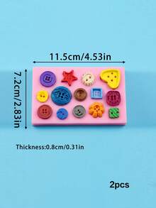 1/2 khuôn kẹo mềm hình cúc áo, khuôn silicon mini, bao gồm khuôn kẹo mềm hình sao biển, hình hoa, hình trái tim và hình tròn. - Xem 14